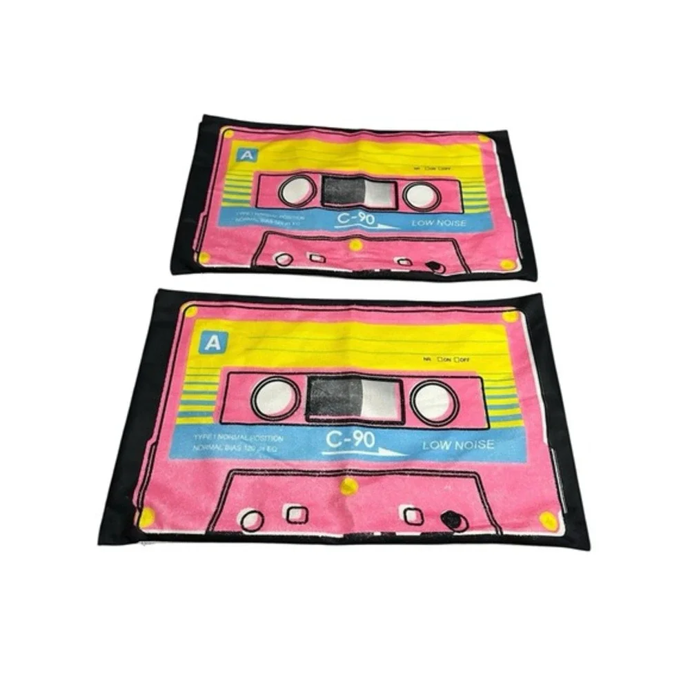 NEW set of 2 rectangle‎ throw pillow 12X20 inches covers only retro music